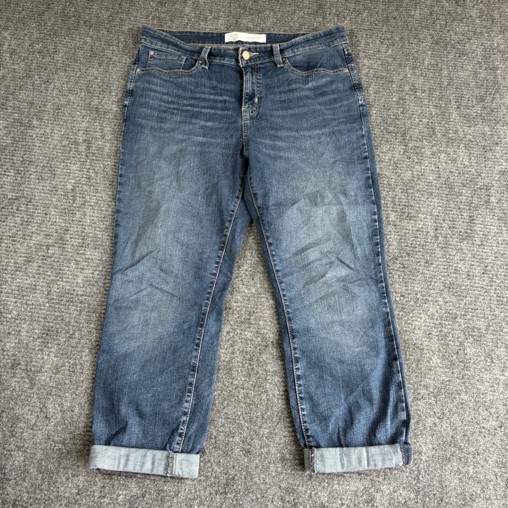 Signature by Levi Strauss Mid Rise Boyfriend Jeans Blue Medium Wash Size 14 W32 - Picture 1 of 7